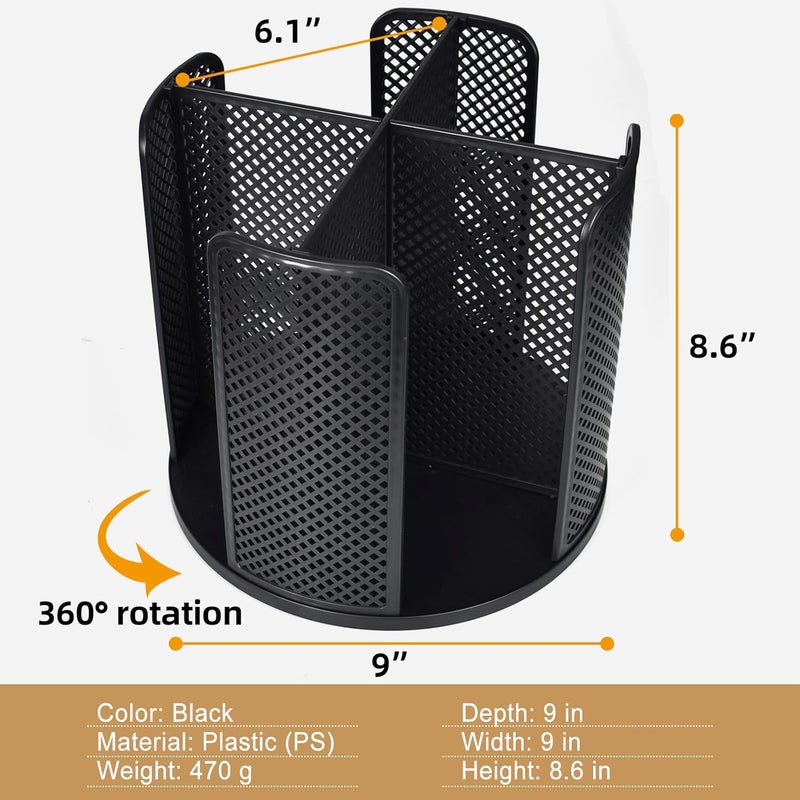 EOFJRUC Cup and Lid Organizer, 360° Rotatable Coffee Cup Holder for Disposable Plastic and Paper Cups of 5 to 16 oz, 4 Compartments Detachable Countertop Cup Dispenser Coffee Station, Black - Image 2