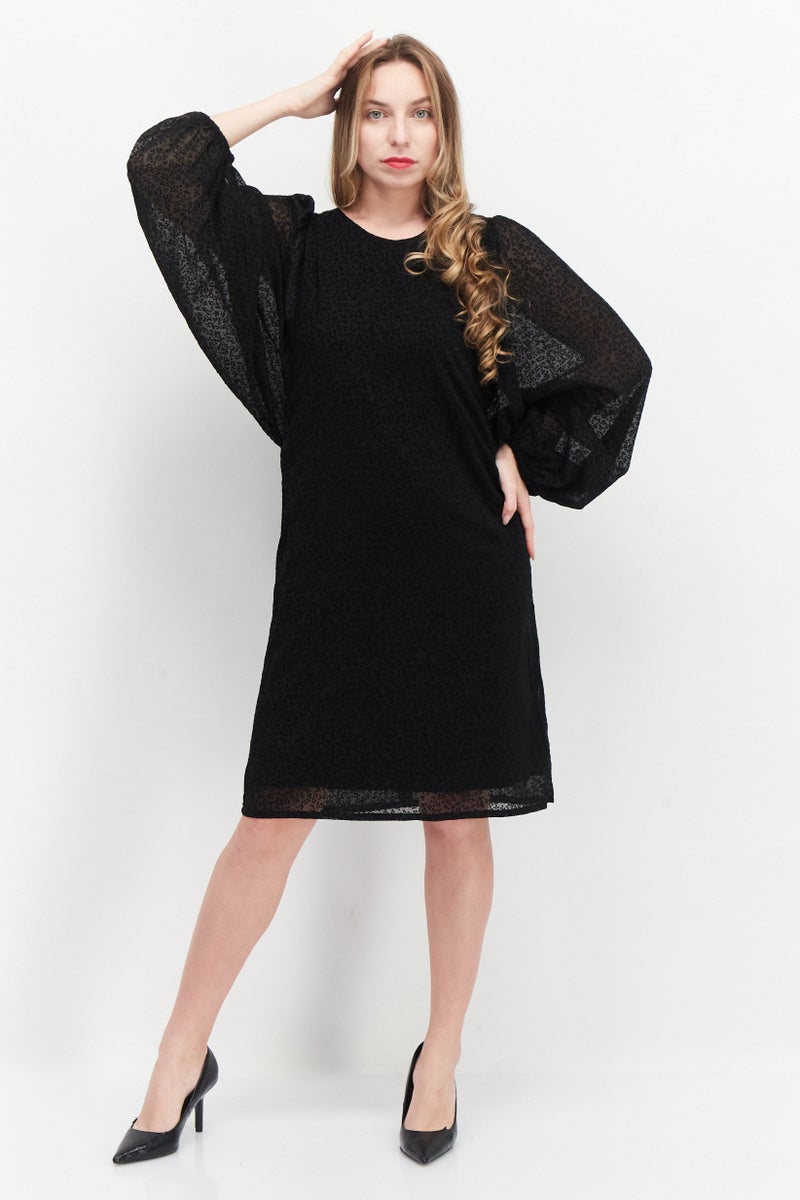 ESPRIT فستان ميدي منسوج للنساء، أسود - Image 3