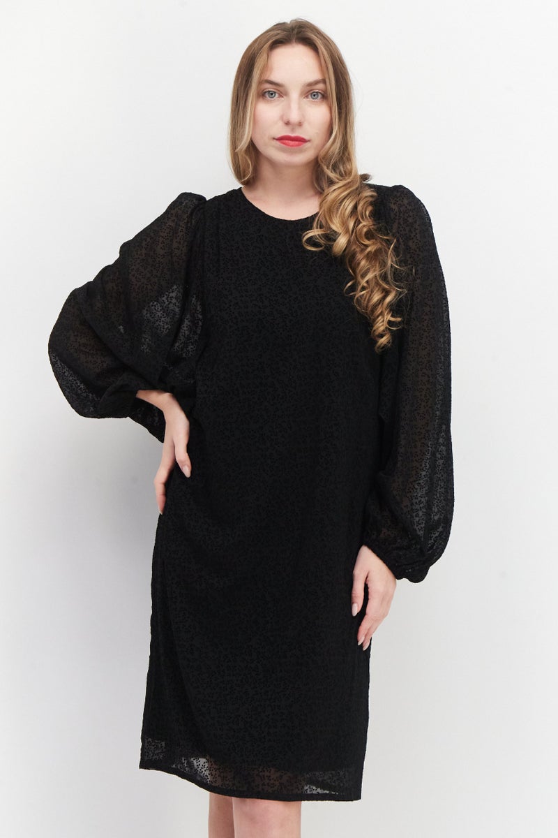 ESPRIT فستان ميدي منسوج للنساء، أسود - Image 1