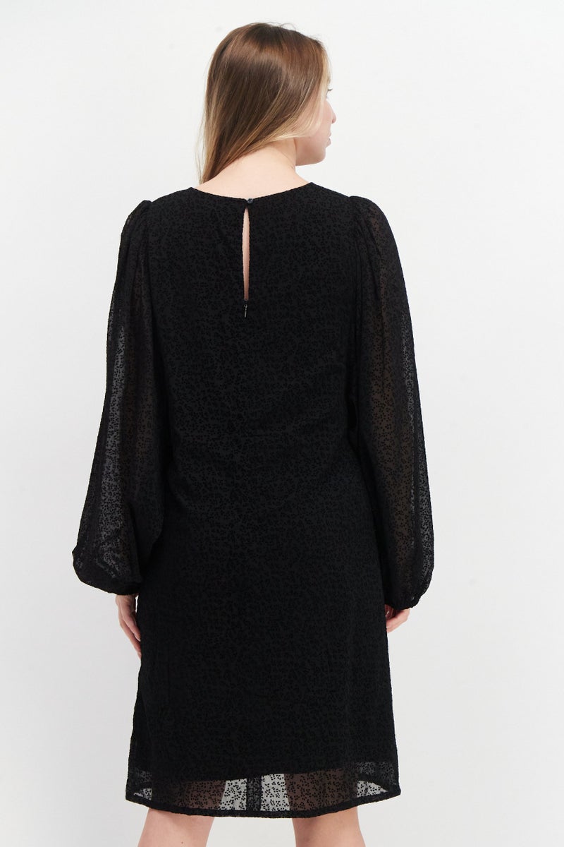 ESPRIT فستان ميدي منسوج للنساء، أسود - Image 4