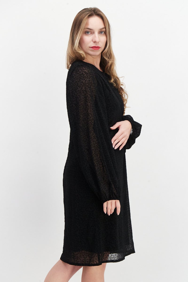 ESPRIT فستان ميدي منسوج للنساء، أسود - Image 2