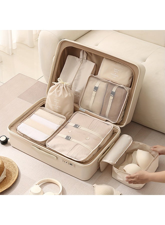 مجموعة منظم الأمتعة من 7 قطع، حقيبة تخزين سفر كبيرة السعة للملابس والسراويل والأحذية والجوارب مع حجرات منفصلة - Image 2