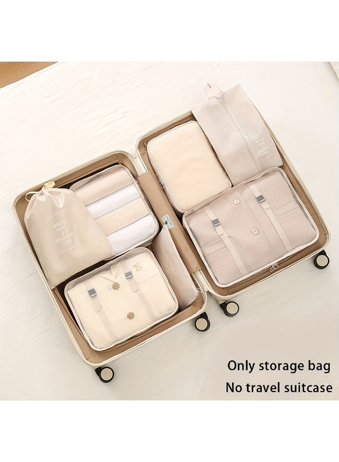 مجموعة منظم الأمتعة من 7 قطع، حقيبة تخزين سفر كبيرة السعة للملابس والسراويل والأحذية والجوارب مع حجرات منفصلة - Image 3