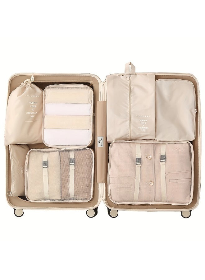 مجموعة منظم الأمتعة من 7 قطع، حقيبة تخزين سفر كبيرة السعة للملابس والسراويل والأحذية والجوارب مع حجرات منفصلة - Image 4