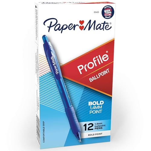 Paper Mate Profile Retractable Ballpoint Pens, Bold Point (1.4mm), Blue, 12 Count - Image 1