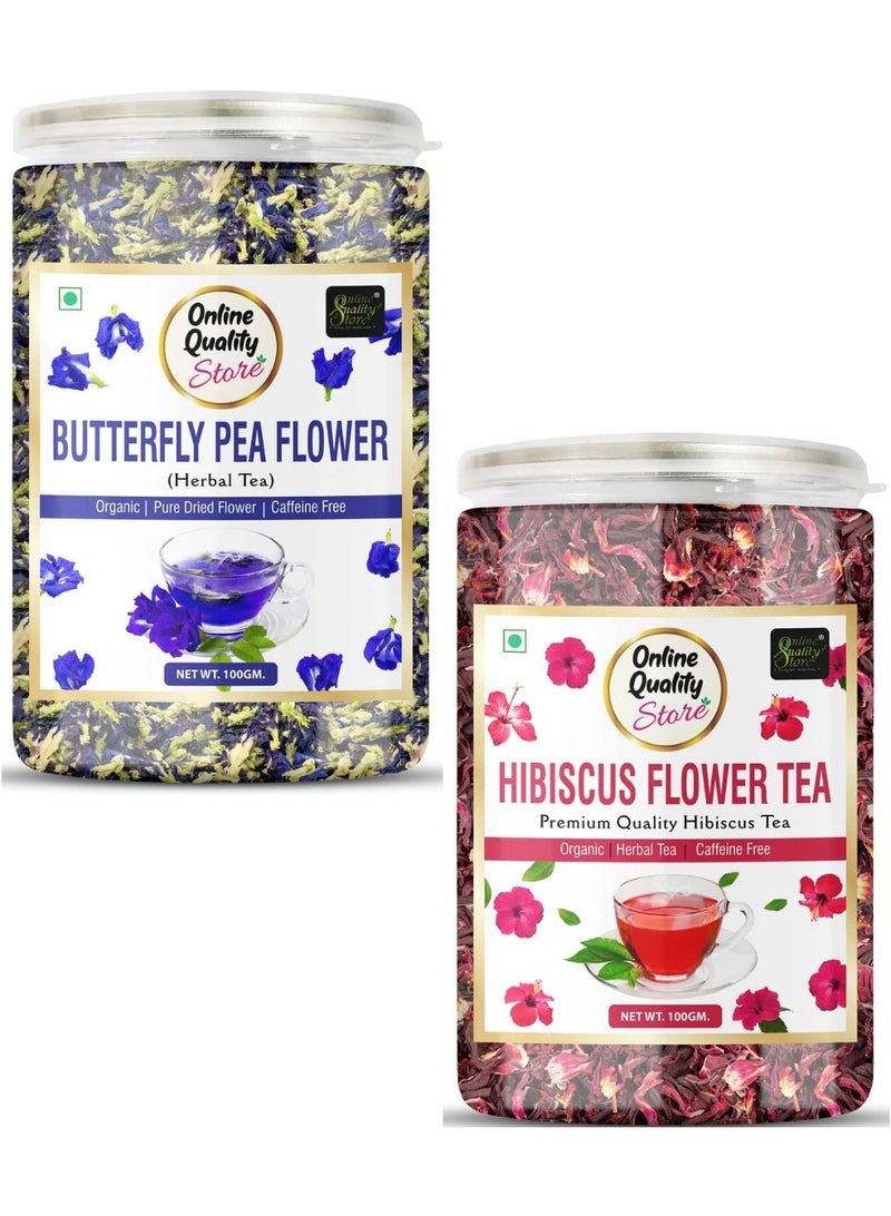 Online Quality Store Hibiscus Flower Tea-100g and Butterfly Pea Flower Tea- 100g |Herbal Tea - Image 1