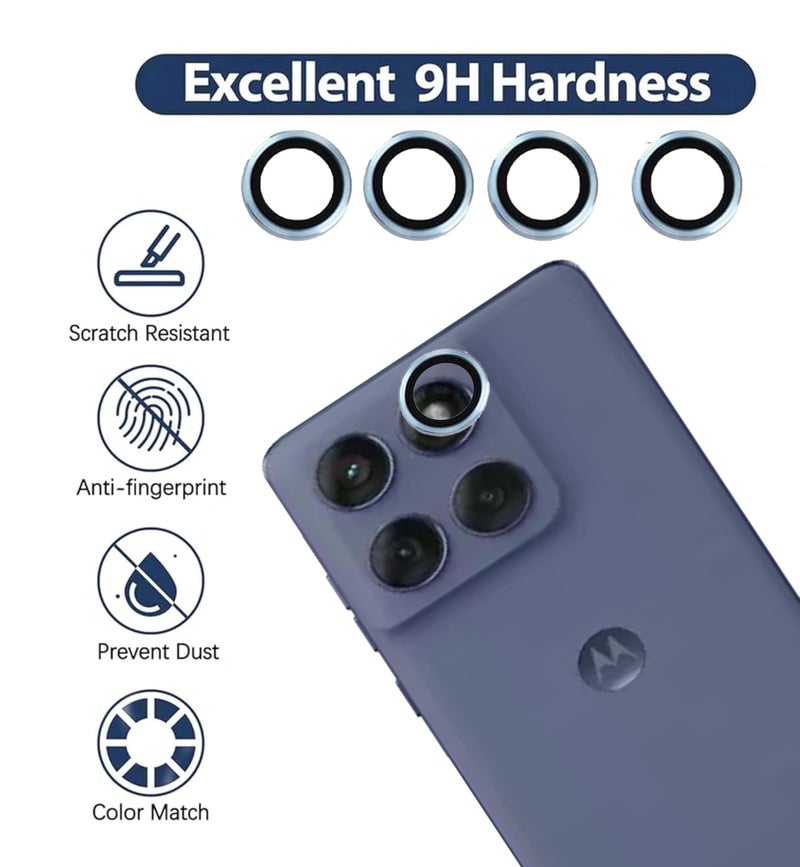 ZARALA Camera Lens Frame Glass Compatible with Motorola Moto Edge 60 Fusion 5GTempered Glass Aluminum Alloy Frame Individual Camera Lens Protector Cover (Blue) - Image 3
