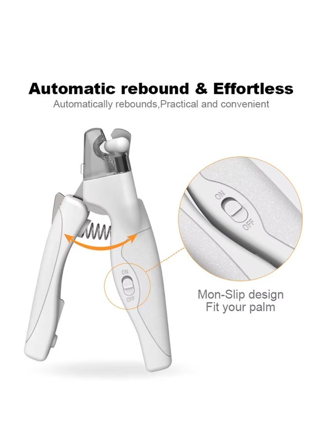 Pet Nail Clipper with LED Light for Dogs and Cats, Rechargeable Nails Claws Trimmer, Professional Grooming Tool with Nail Trapper Free Nail File, Quick-Sensor Razor Sharp Blades, White - Image 3