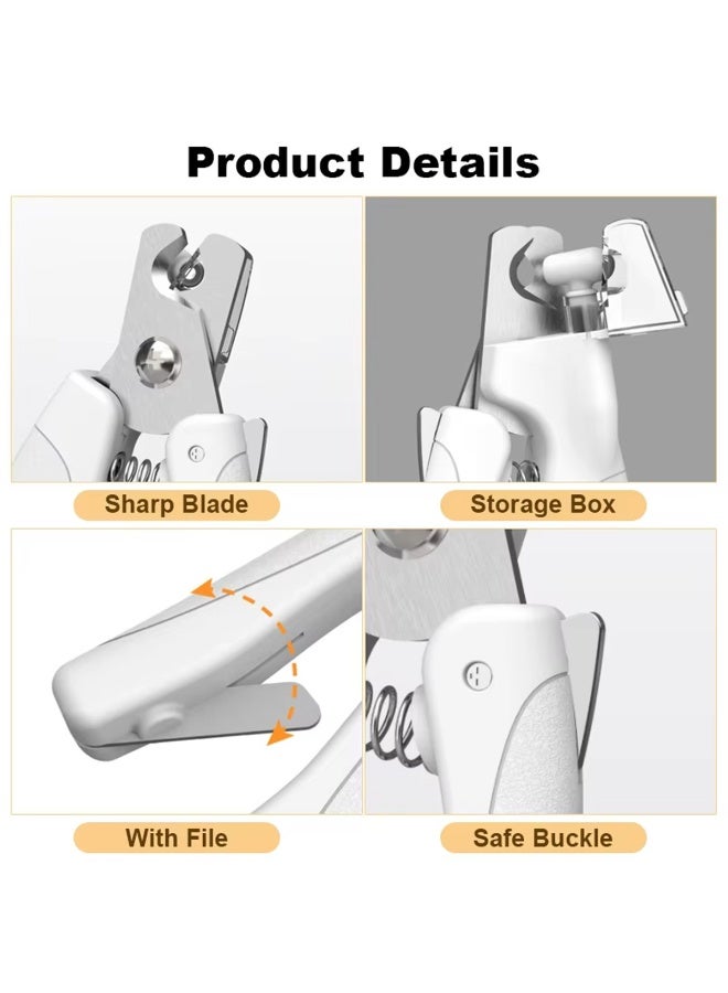 Pet Nail Clipper with LED Light for Dogs and Cats, Rechargeable Nails Claws Trimmer, Professional Grooming Tool with Nail Trapper Free Nail File, Quick-Sensor Razor Sharp Blades, White - Image 4