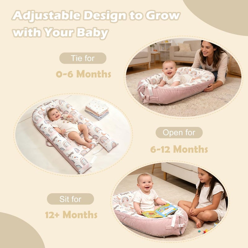 Bubbyhuts Infant Support Cushion - Breathable and Soft Organic 100% Cotton, Portable Tummy Time Mat with Removable Cover, Newborn Baby Essentials Gifts for 0-24 Months - Sea World - Image 5