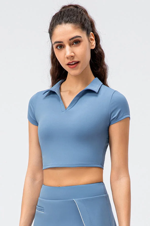 SVL قميص  للمحكمة والثقة بلون أزرق هادئ