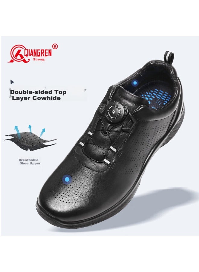 Strongman Qiangren Outdoor Sports Leisure Leather Shoes 3515 Top Layer Cowhide Fire Duty Men's Shoes Rotating Buckle Duty Shoes Black Size 42 - Image 2