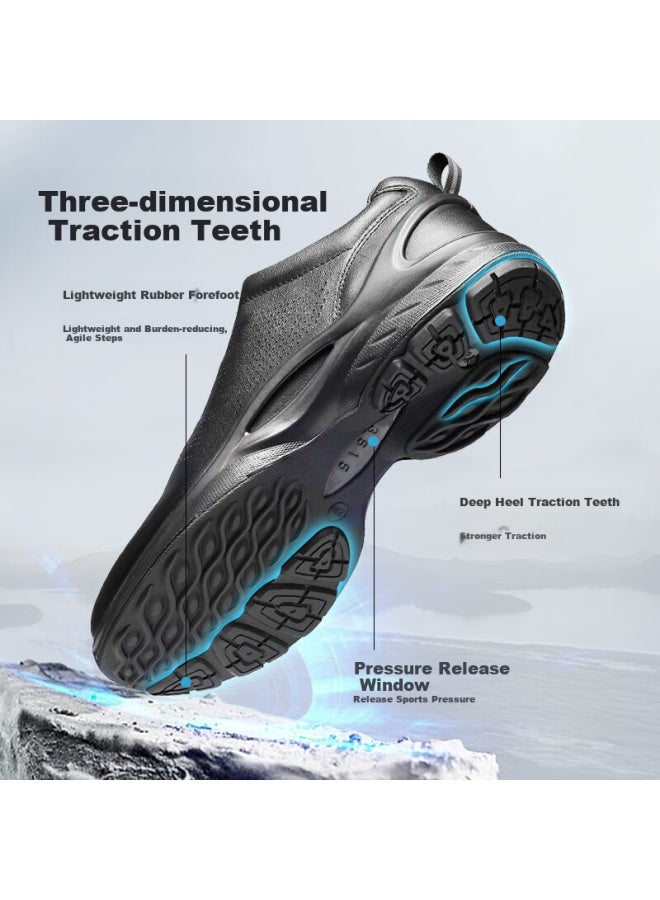 Strongman Qiangren Outdoor Sports Leisure Leather Shoes 3515 Top Layer Cowhide Fire Duty Men's Shoes Rotating Buckle Duty Shoes Black Size 42 - Image 4