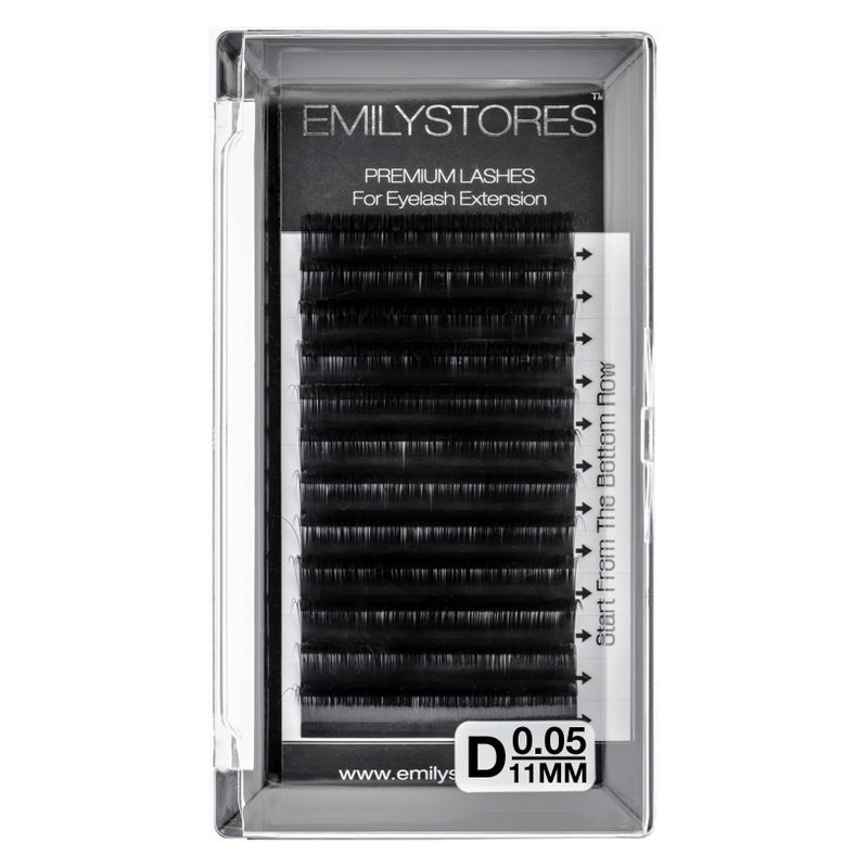 EMILYSTORES 005mm Thickness D Curl 11mm Length Lashes Silk Mink Eyelashes For Eyelash Extensions Single Size One Tray