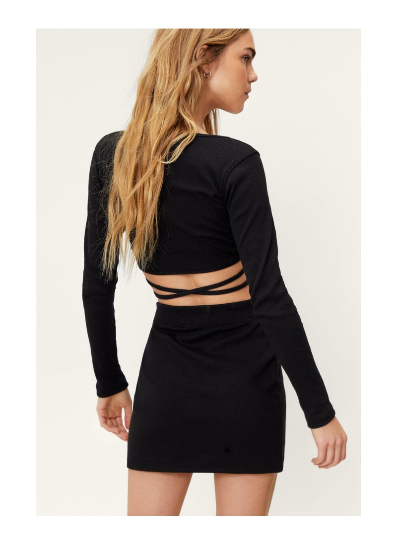 NASTY GAL - Jersey Tie Front Top And Skirt Set - Image 1
