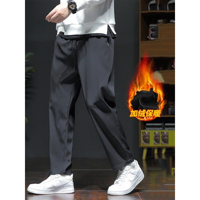 Men'S Pants Winter New Fleece-Lined Loose All-Match Comfortable Youth Fleece-Lined Sports Pants Boys Casual Pants - Image 3