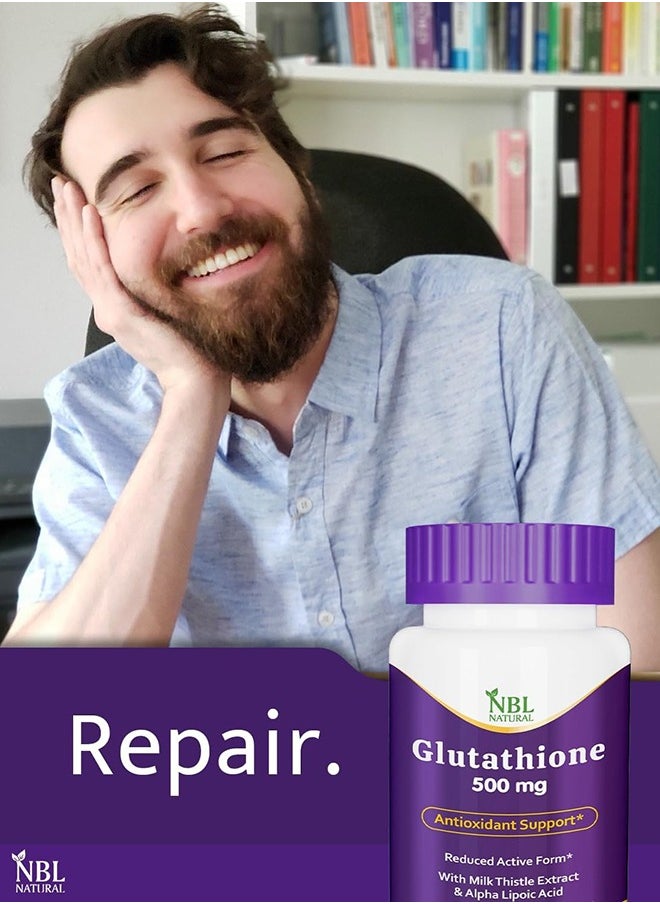 NBL Natural - Glutathione 500mg - 60 Capsules, Reduced Form GSH Supplement - Enhanced with Milk Thistle Extract and Alpha Lipoic Acid - Image 1