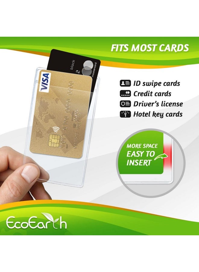 EcoEarth - Vertical No Zipper Id Name Badge Holder With Soft Edge (Clear 2.25X3.5 Inch Bulk 100 Pack) Quick Loading Plastic Card Pouch Nametag Sleeves - Image 1