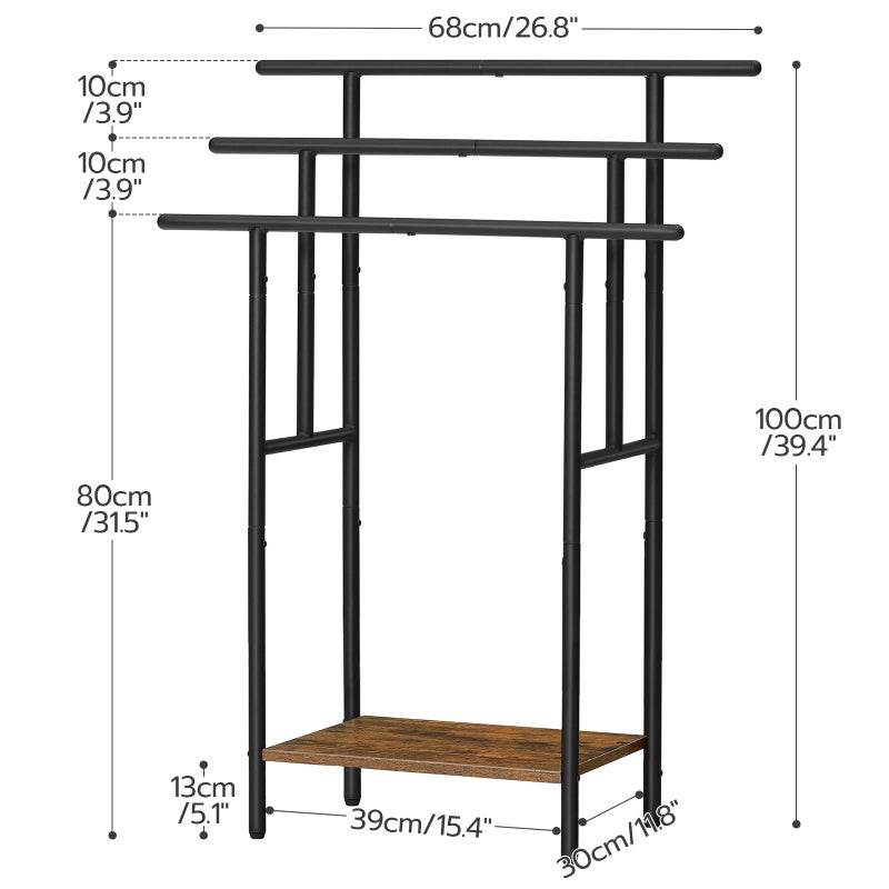 HOOBRO 39.4" Tall Freestanding Towel Rack for Bathroom, 3 Tier Stepped Blanket Rack with Shelf, Oversized Bath Towels Drying and Display Rack, Black and Rustic Brown BF50LB01 - Image 4