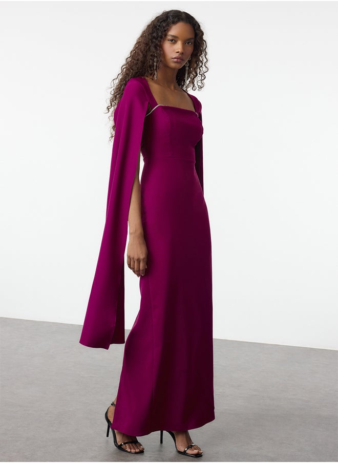 trendyol - Plum Unlined Woven Long Elegant Evening & Graduation Dress TPRAW25AE00012 - Image 1