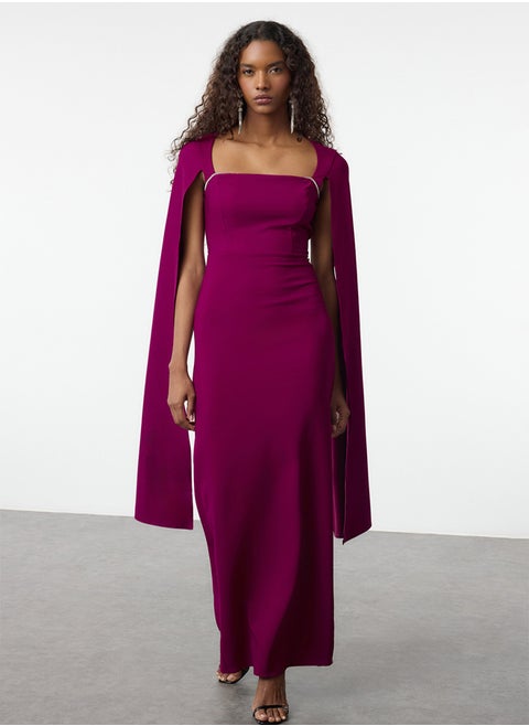 Plum Unlined Woven Long Elegant Evening & Graduation Dress TPRAW25AE00012
