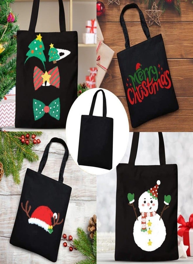 Faylapa 5 Pack Canvas Tote Bags,Heavy Duty Reusable Grocery Shopping Bag 12.2"x14.2" Blank Cotton Bags for Decorating Christmas Crafts DIY, Painting(Black) - Image 5