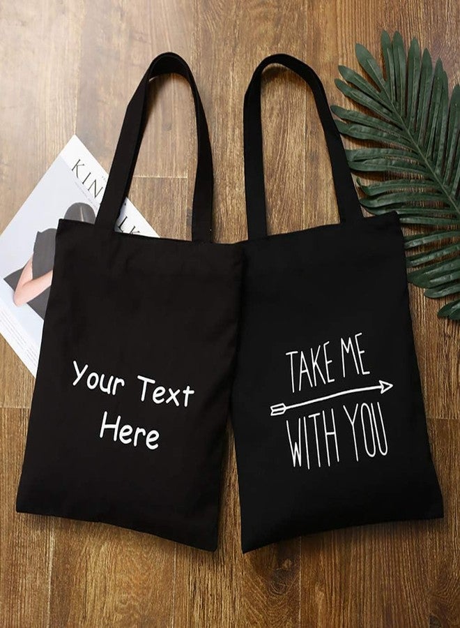 Faylapa 5 Pack Canvas Tote Bags,Heavy Duty Reusable Grocery Shopping Bag 12.2"x14.2" Blank Cotton Bags for Decorating Christmas Crafts DIY, Painting(Black) - Image 3