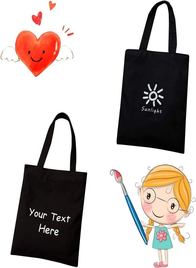 Faylapa 5 Pack Canvas Tote Bags,Heavy Duty Reusable Grocery Shopping Bag 12.2"x14.2" Blank Cotton Bags for Decorating Christmas Crafts DIY, Painting(Black) - Image 2