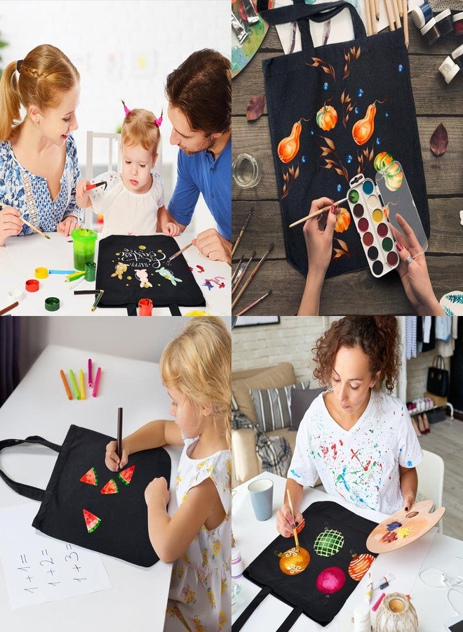 Faylapa 5 Pack Canvas Tote Bags,Heavy Duty Reusable Grocery Shopping Bag 12.2"x14.2" Blank Cotton Bags for Decorating Christmas Crafts DIY, Painting(Black) - Image 4