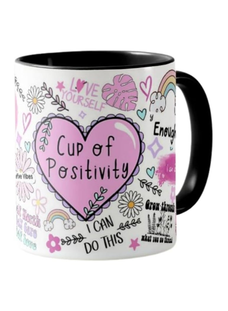 PRINTSHOP4ME Self-Care Coffee Mug For Women - Start Your Day With Inspiration - 11 Oz Motivational Mug With Daily Affirmations - Novelty Gift For Mental Health Awareness (Black Handle) - Image 1