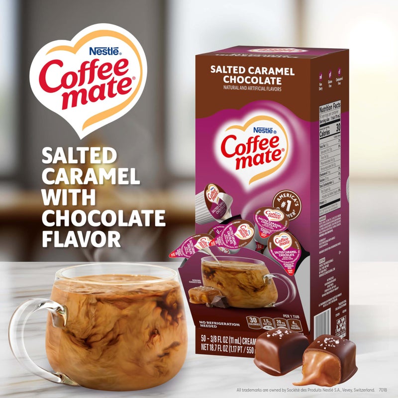 Coffee Mate Nestle Coffee mate Coffee Creamer, Salted Caramel Chocolate, Liquid Creamer Singles, Non Dairy, No Refrigeration, 0.375 fl oz Tubs (Pack of 200) - Image 2
