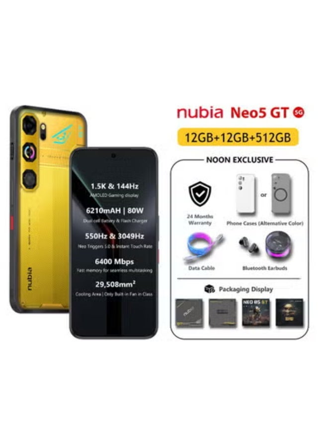 nubia Neo 5 GT 5G New Generation Electro Gold (12+12)GB RAM 512 GB ROM Gaming Phone – International Version - Image 1