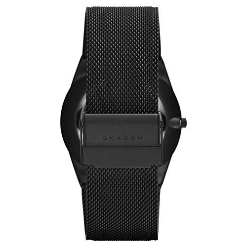 Skagen ساعة سكاجن للرجال ميلبي ثلاثية اليدين يوم تاريخ أسود منتصف الليل بحزام شبكي من التيتانيوم (الموديل: SKW6006) - Image 2