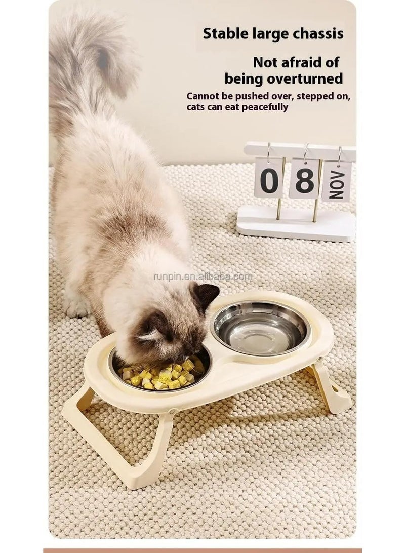 Double Pet Feeding Bowl with Raised Stand | Stainless Steel Food & Water Bowls | Healthy & Comfortable Design for Cats & Small Dogs | Non-Slip & Easy to Clean - Image 5