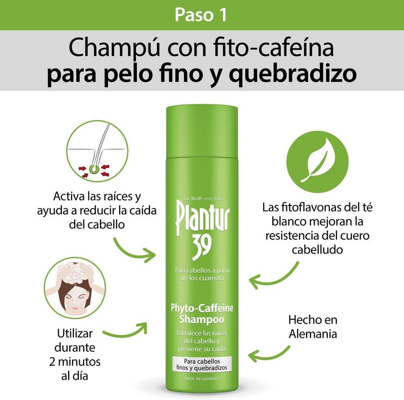 Plantur 39 Phyto-Caffeine Shampoo, Conditioner & Tonic I Prevents and reduces Hair Loss I For Fine and Brittle Hair I Unique Gelenic Formula Supports Hair Growth I Made in Germany - Image 2
