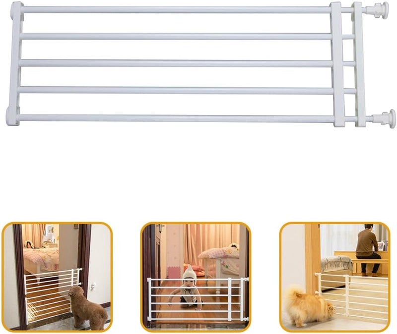 Pet Safety Gate for Dogs and Walk-Through White Pet Fence 24Cm High Adjustable 47-83Cm Wide Indoor Doorway and Stair Barrier for - Image 4