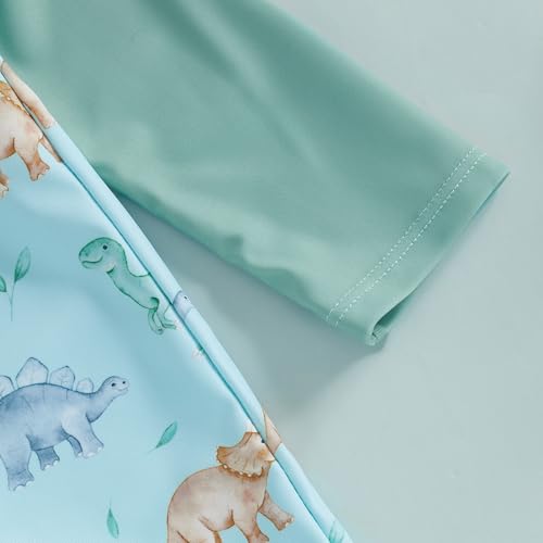 ZyHwShine Toddler Infant Baby Boy Swimsuit Newborn Rash Guard Baby Boys Girls One Piece Zipper Bathing Suit Swimwear with Hat (a-Green, 3-6 Months) - Image 5