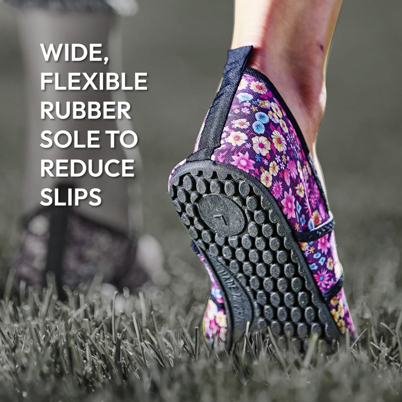 Nufoot Futsole Women's Soft-Sided Shoes for Indoors/Outdoors, Foldable & Flexible Footwear for Sport, Exercise, Yoga or Travel, Dance Shoes, Navy Blue Bohemian, Medium - Image 3