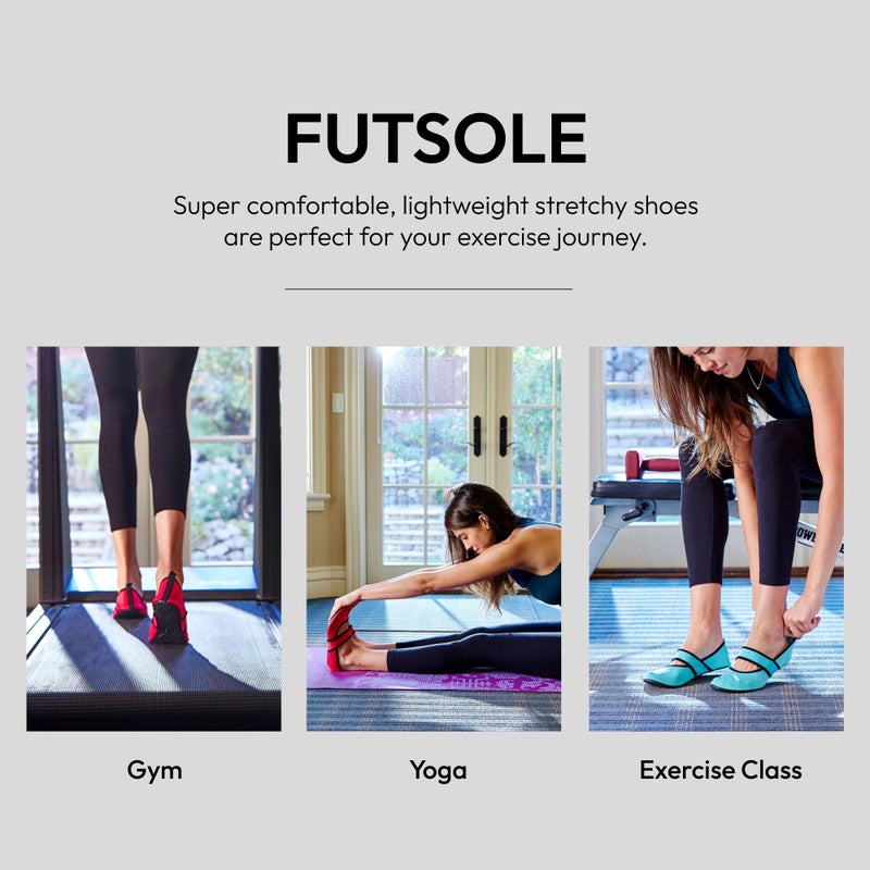 Nufoot Futsole Women's Soft-Sided Shoes for Indoors/Outdoors, Foldable & Flexible Footwear for Sport, Exercise, Yoga or Travel, Dance Shoes, Navy Blue Bohemian, Medium - Image 5