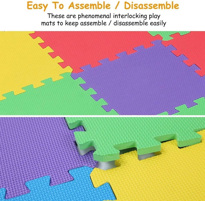 xinler Gym Mats Colorful 20 pcs Floor Mats with Edge Pieces, High-Density EVA Foam Anti-Fatigue Mat - Image 4