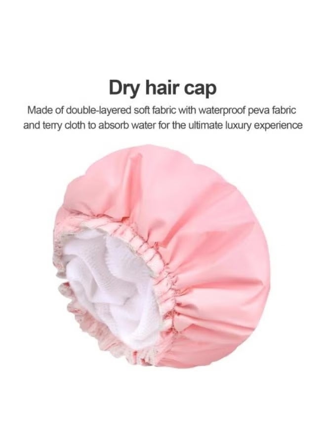 Women's Hair Drying Cap High Elastic Band Double Layers Lightweight Reusable Waterproof Shower Cap Excellent Water Absorption - Image 2