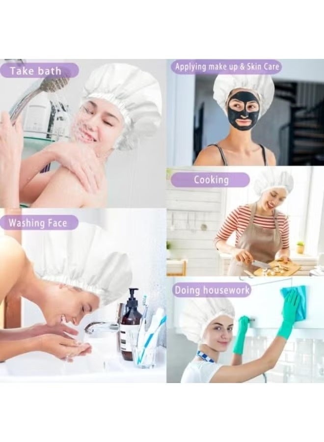 Women's Hair Drying Cap High Elastic Band Double Layers Lightweight Reusable Waterproof Shower Cap Excellent Water Absorption - Image 3