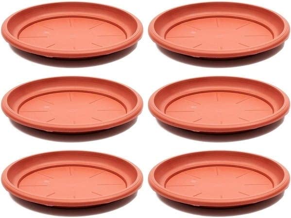 PlantaZee Flower Pot Plant Saucer Base Plate Planter Tray 9 inch Terracotta, Plant Container Set Plant Container Set (Pack of 6, Plastic) - Image 1
