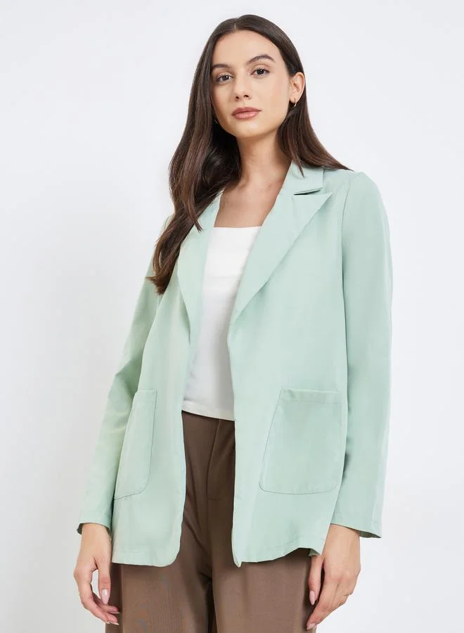 Take Two Women Solid Pocket Detail Long Sleeve Blazer