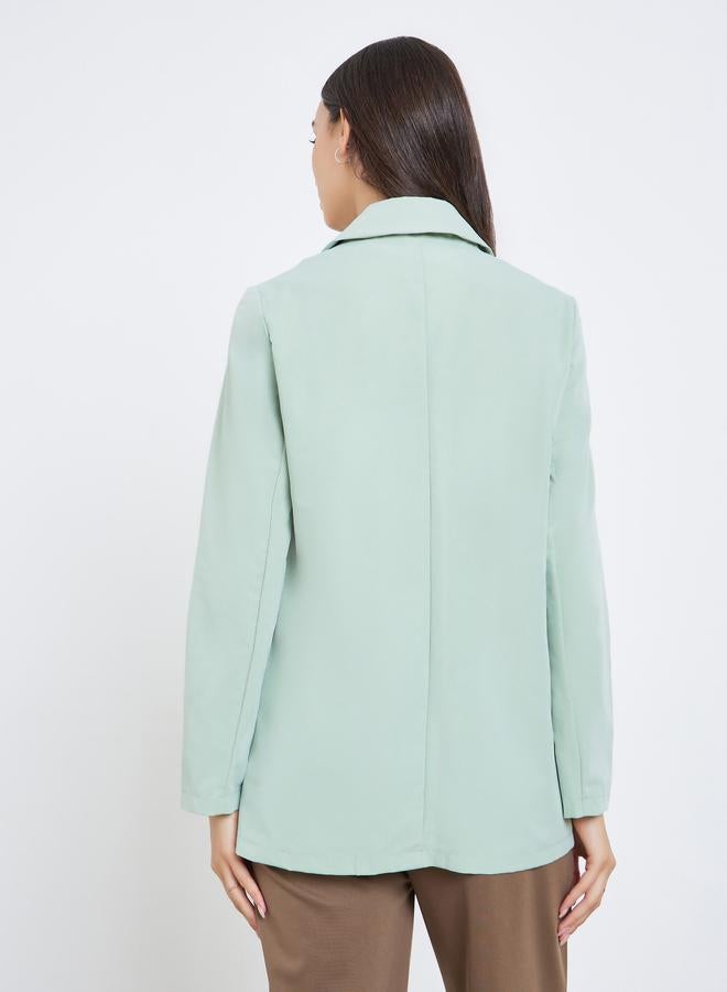 تايك تو بليزر نسائي سادة بأكمام طويلة وتفصيلة جيب - Image 4