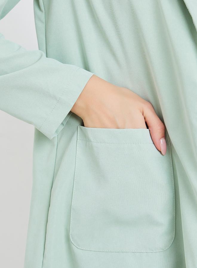 تايك تو بليزر نسائي سادة بأكمام طويلة وتفصيلة جيب - Image 3