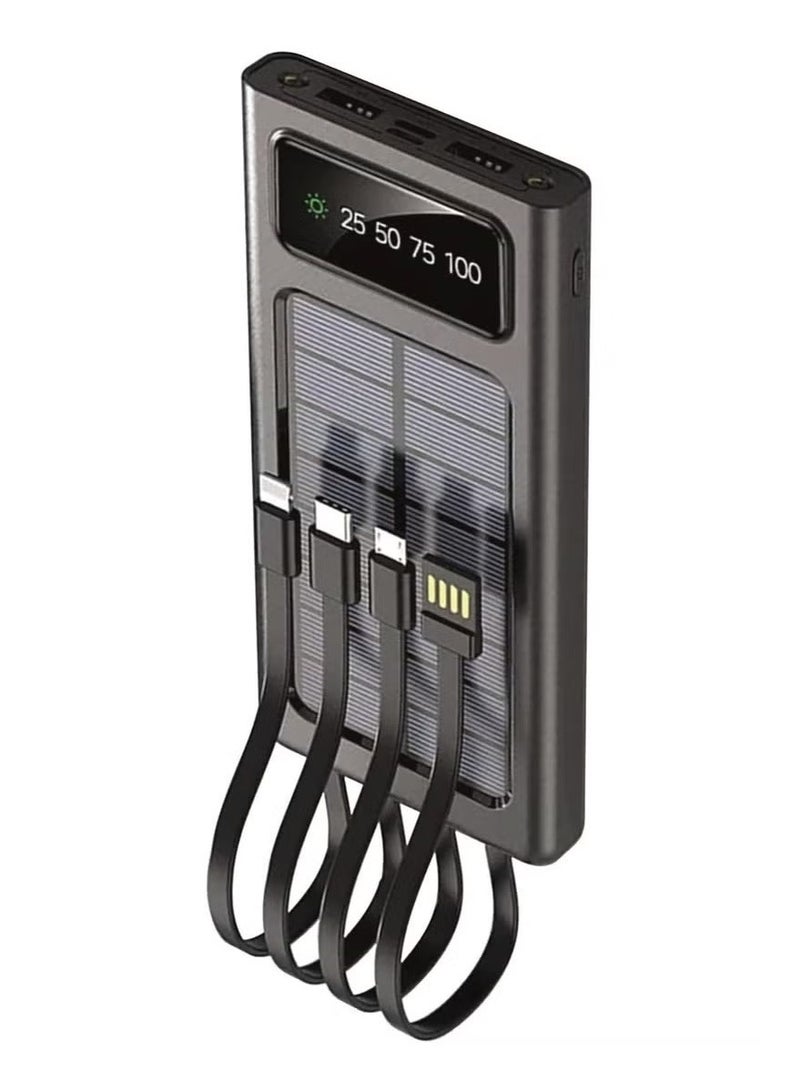 Solar Powerbank 30000mAh - Solar Power Bank – High-Capacity External Battery Pack with LED Flashlight, Dual USB Output Ports, Fast Charging Support, Portable Charger for Smartphones, Tablets, and USB Devices – Ideal for Travel, Outdoor Use & Emergencies – Black - Image 1