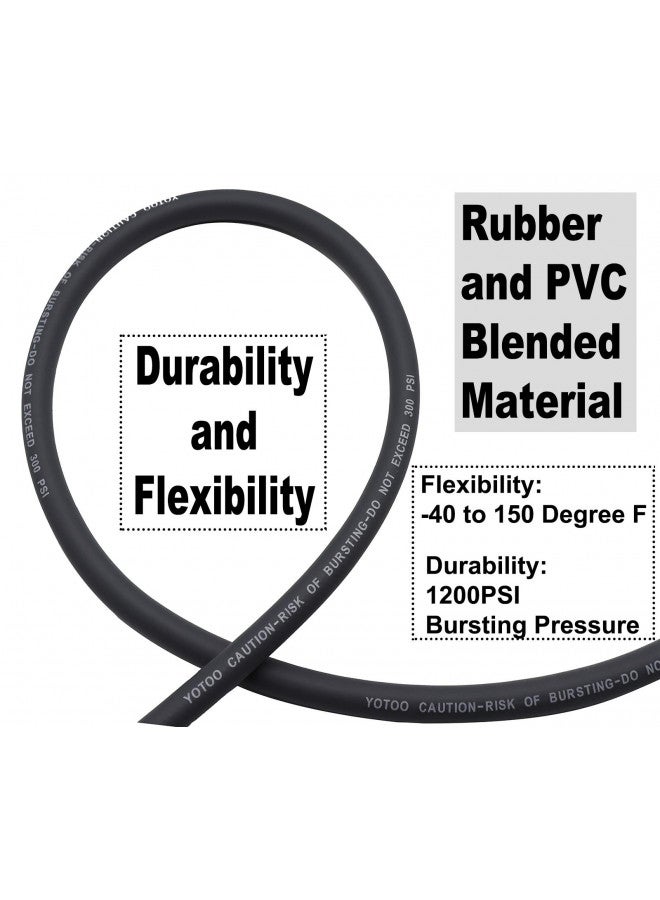 YOTOO Hybrid Lead-In Air Hose 1/4-Inch by 10-Feet 300 PSI Heavy Duty, Lightweight, Kink Resistant, All-Weather Flexibility with 1/4-Inch Industrial Air Fittings and Bend Restrictors, Gray - Image 1