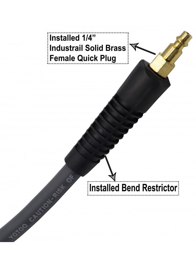 YOTOO Hybrid Lead-In Air Hose 1/4-Inch by 10-Feet 300 PSI Heavy Duty, Lightweight, Kink Resistant, All-Weather Flexibility with 1/4-Inch Industrial Air Fittings and Bend Restrictors, Gray - Image 3