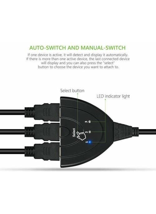 Platoon - 3 Port HDMI Switch 3-way HDMI Selector HDMI Switch HDMI Switch - Image 1